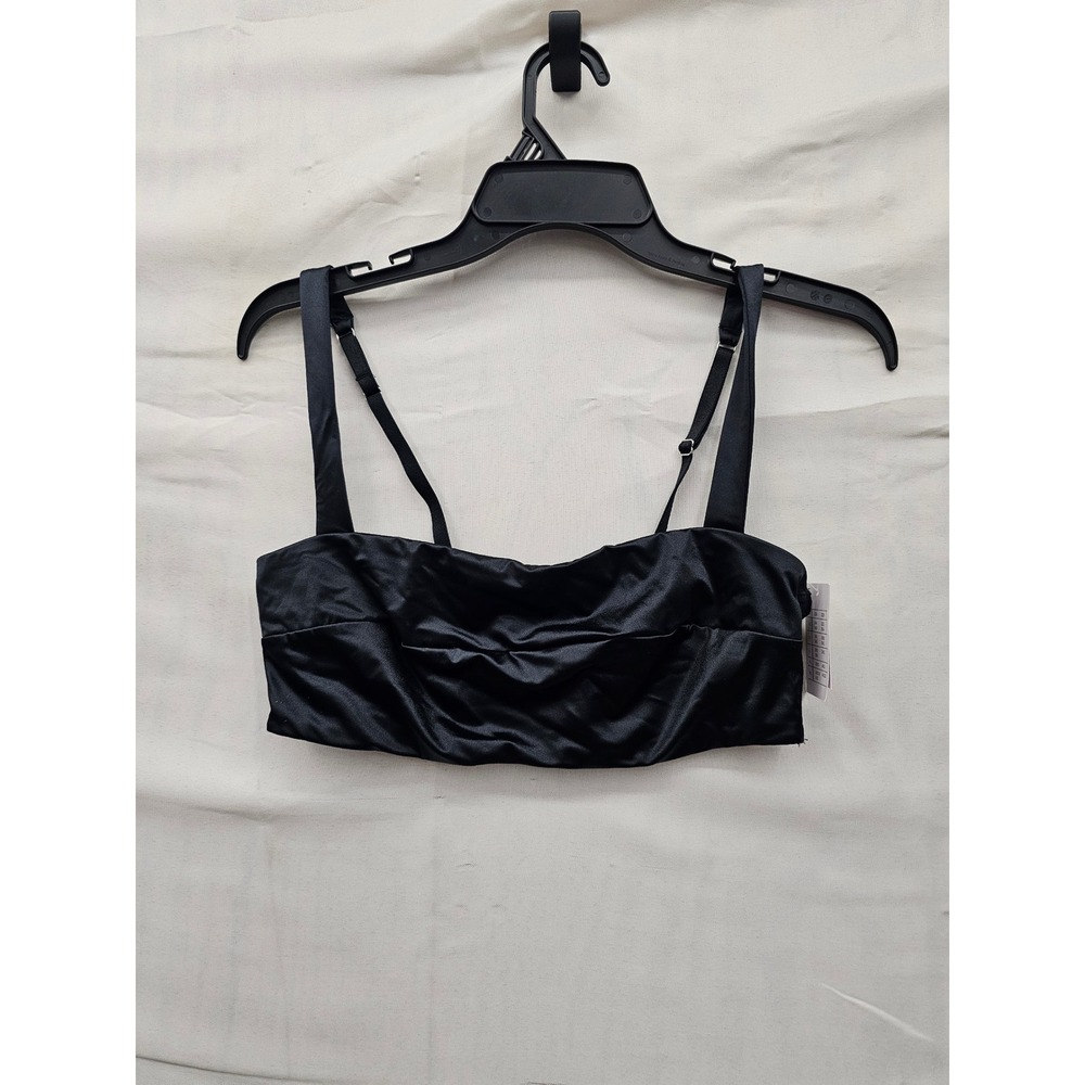 Auden Womens Satin Bralette Black Nylon Blend Casual Size Medium